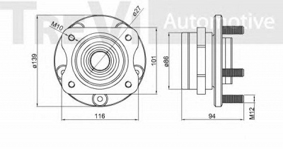 TREVI AUTOMOTIVE wb1360 -  Комплект подшипника ступицы колеса